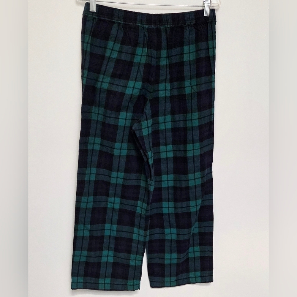 Banana Republic Sz M Lounge Straight Leg Drawstring Green& Navy Plaid Pants - Picture 3 of 8